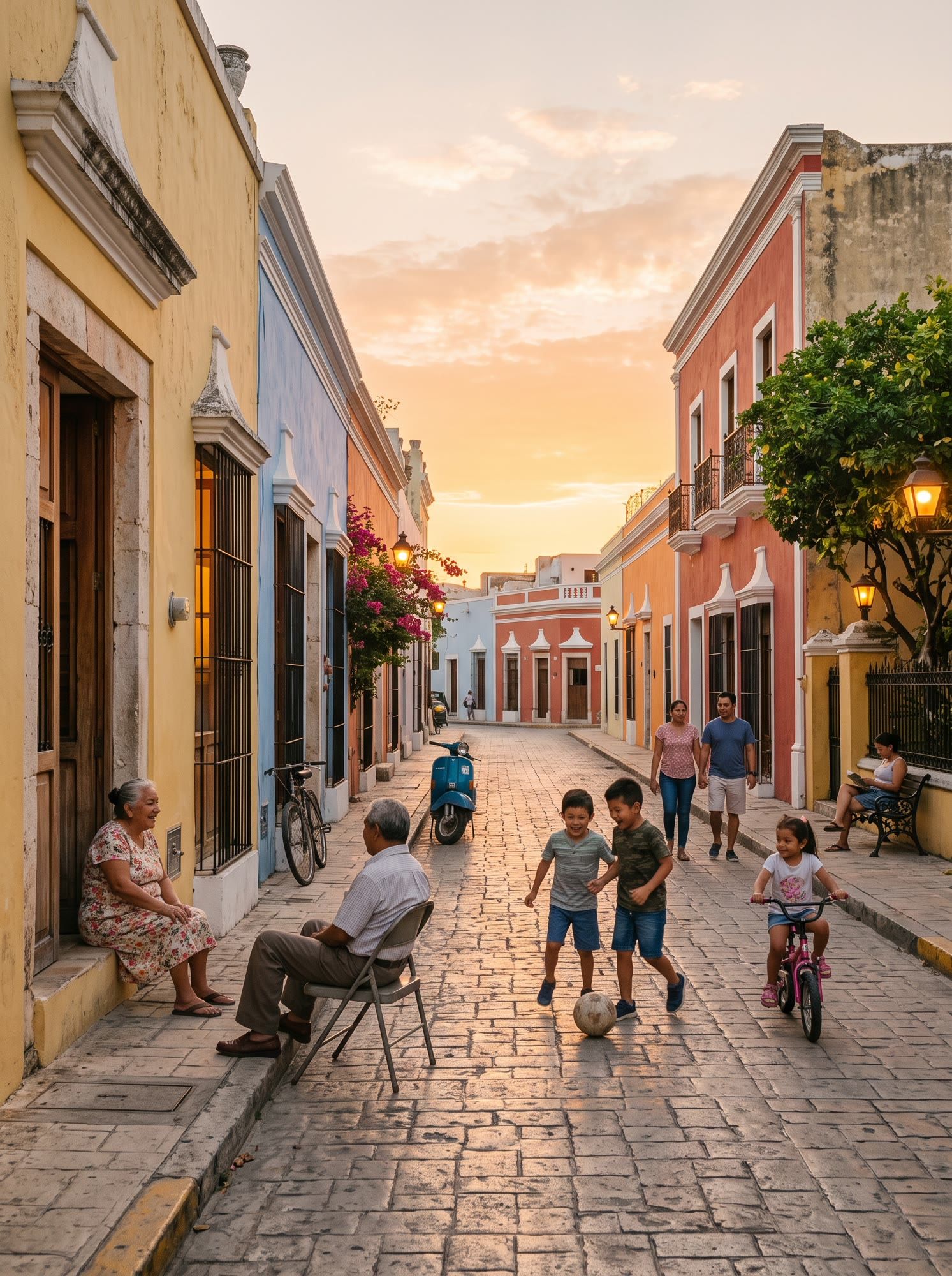 Calle tranquila del centro histórico de Campeche